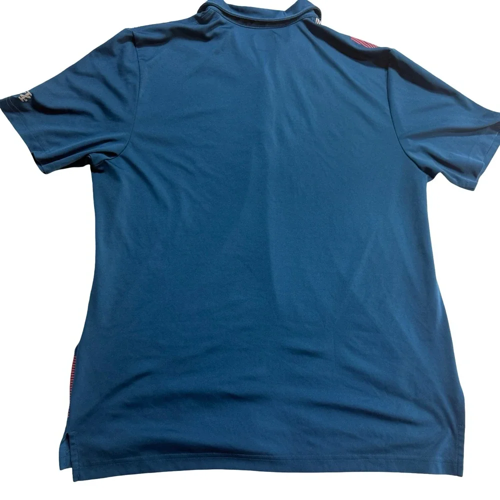 IZOD Golf Polo Shirt Mens XL Blue Short Sleeve Diagonal Stripe Performance - Picture 5 of 8